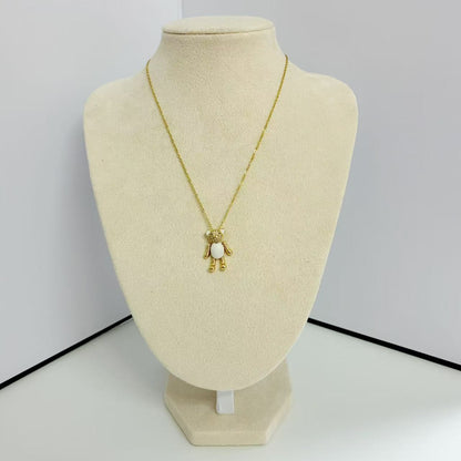 (C365)Collana con pendente orsetto gold e smalto bianco
