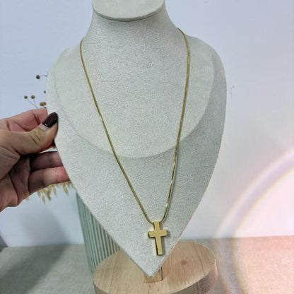 COLLANA CROCE DONNA IN ACCIAIO INOX 55CM