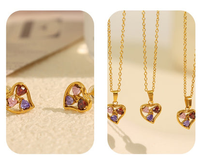 (O3)ORECCHINI CON CUORI STRASS