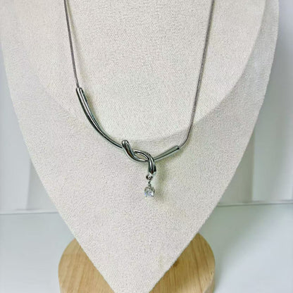 (C248)Collana con ciondolo punto luce in acciaio inox