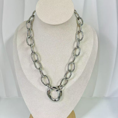 (C193)Collana ciambella girocollo in acciaio inox