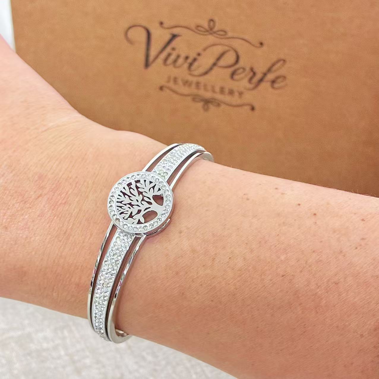 Bracciale rigido Albero Della vita con la chiusura a molla