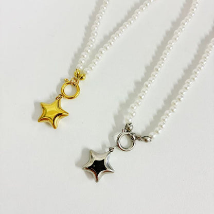 (C212)Collana ciondolo stella bombata in acciaio inox