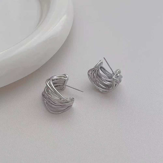 (O220)Orecchini Donna Cerchio Intrecciato