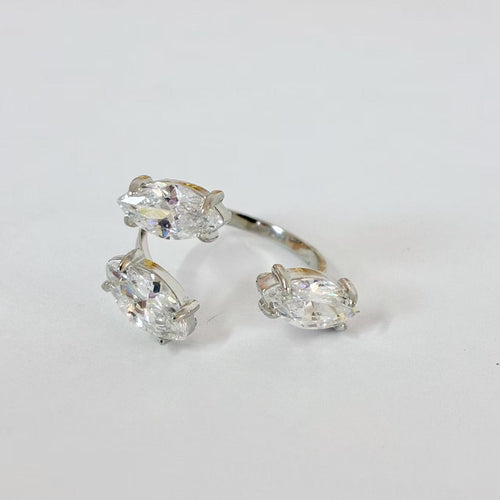 Anello aperto “Tris di Luce” | regolabile | in acciaio inox