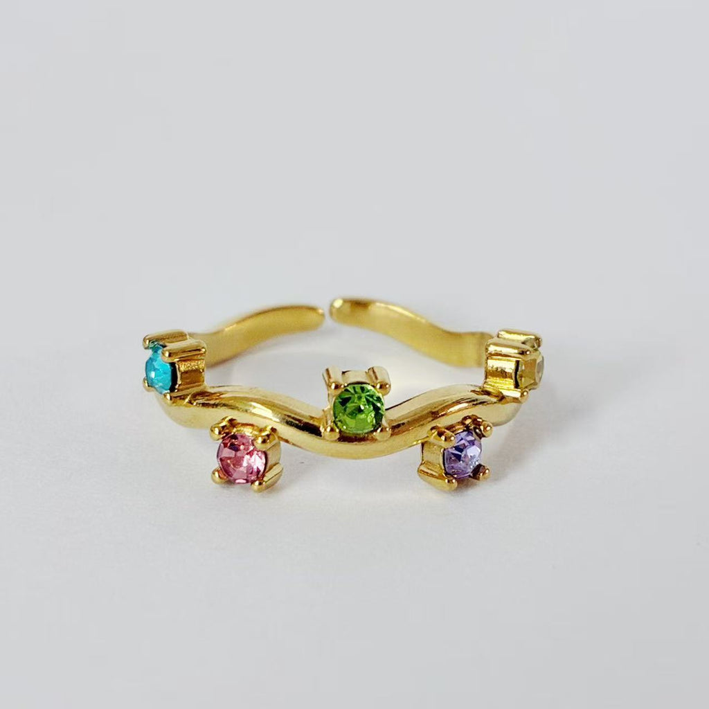 Anello “Onda Arcobaleno” | regolabile | in acciaio inox