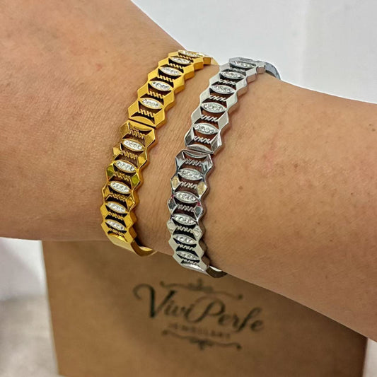 Bracciale rigido con strass con la chiusura a molla