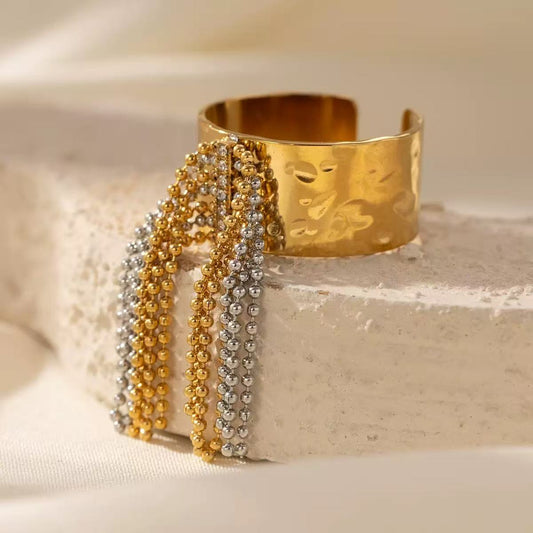 Anello Statement con frange bicolor