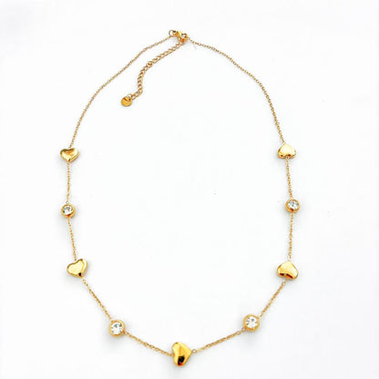 Collana Gold Hearts &amp; Crystals – Eleganza Delicata