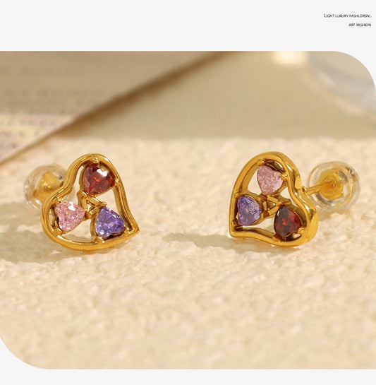 (O3)ORECCHINI CON CUORI STRASS