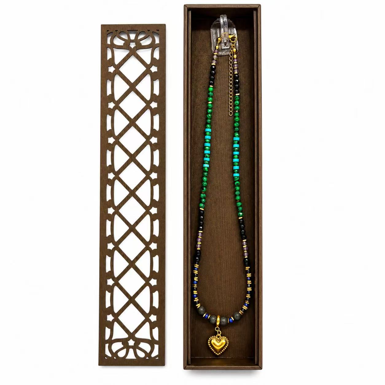 Collana con le pietre naturali (Malachite)49cm