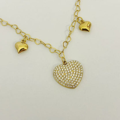 ((C367)Collana con pendente cuore scintillante