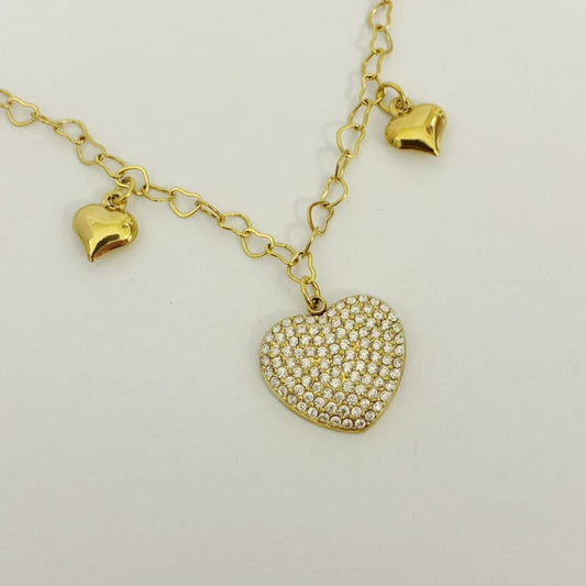 ((C367)Collana con pendente cuore scintillante