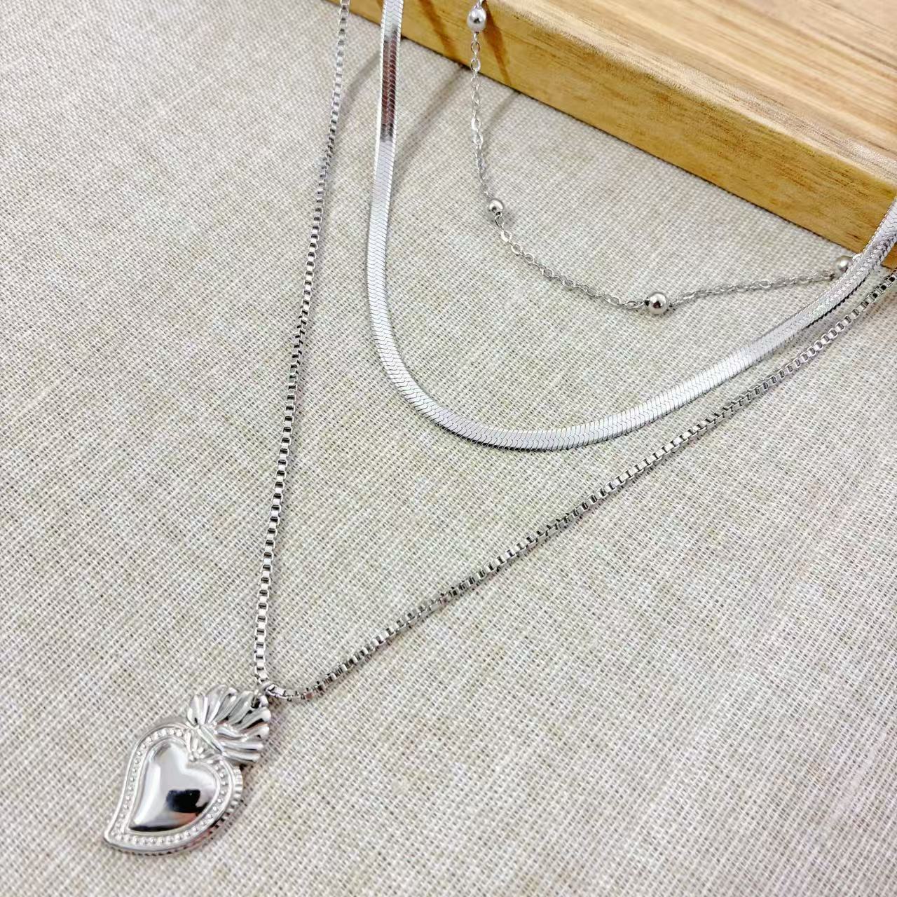 COLLANA 3 IN 1 SACRO CUORE IN ACCIAIO INOX
