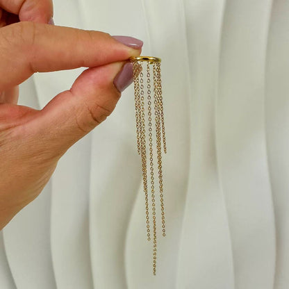 (E24)Ear cuff con frange in acciaio inox