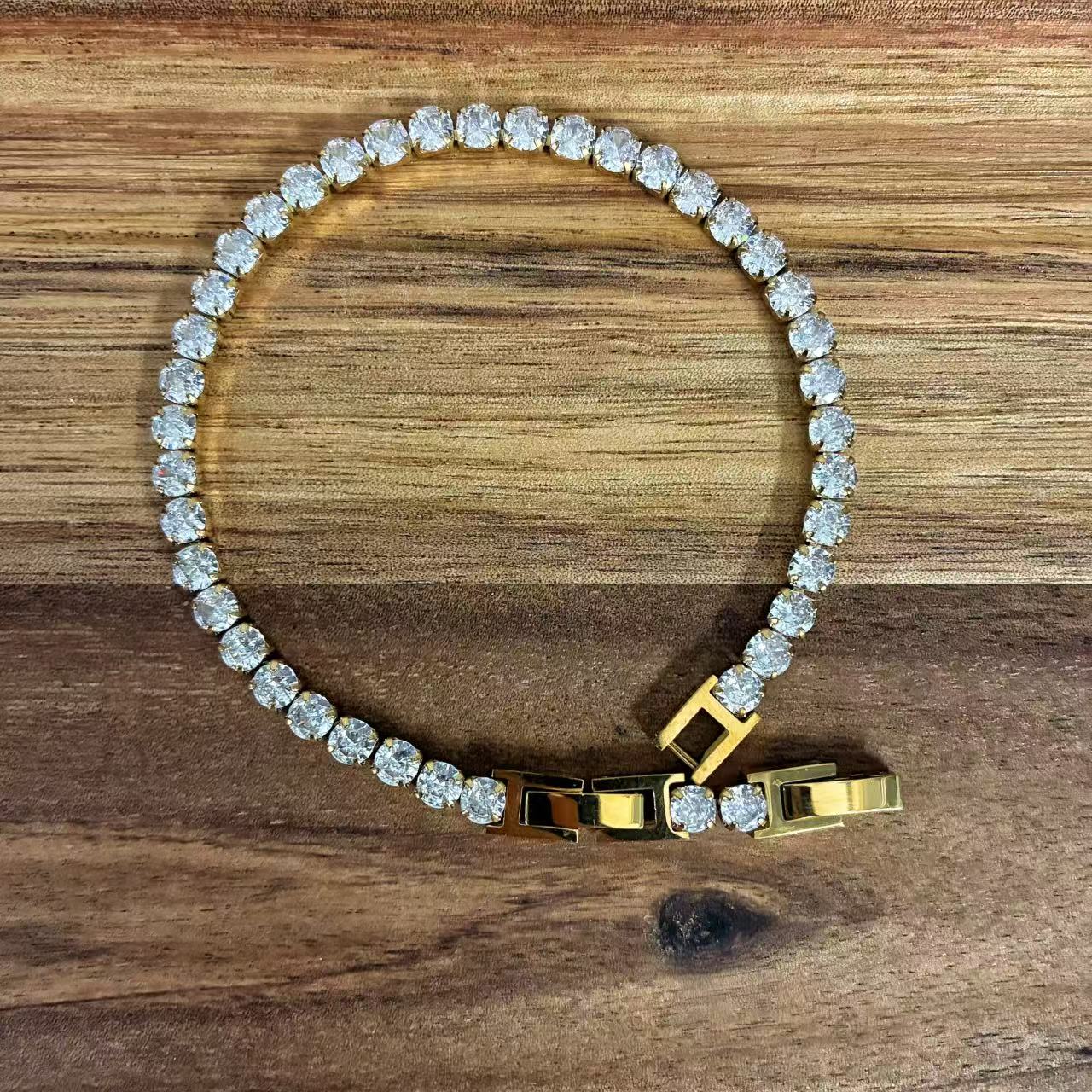 (B025) BRACCIALE TENNIS DONNA IN ACCIAIO INOX