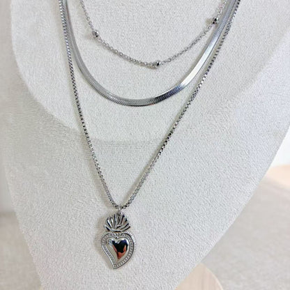 COLLANA 3 IN 1 SACRO CUORE IN ACCIAIO INOX