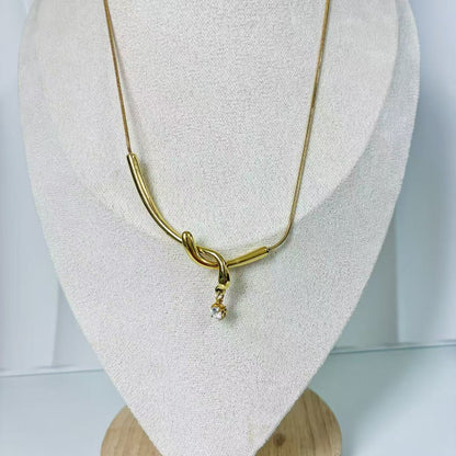 (C248)Collana con ciondolo punto luce in acciaio inox