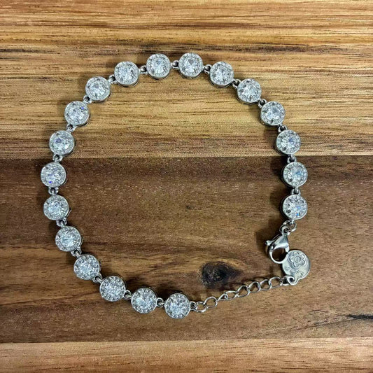 (B027) BRACCIALE DONNA TENNIS IN ACCIAIO INOX