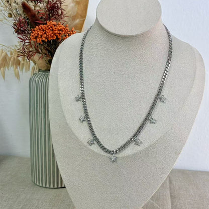 COLLANA CATENA CON STELLE IN ACCIAIO INOX