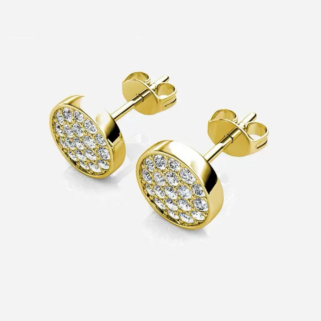 Orecchini "Pavé Celeste" – Bottoni Brillanti in Acciaio