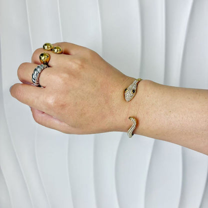 (B155)Bracciale semirigido Donna serpente pave’ in acciaio inox