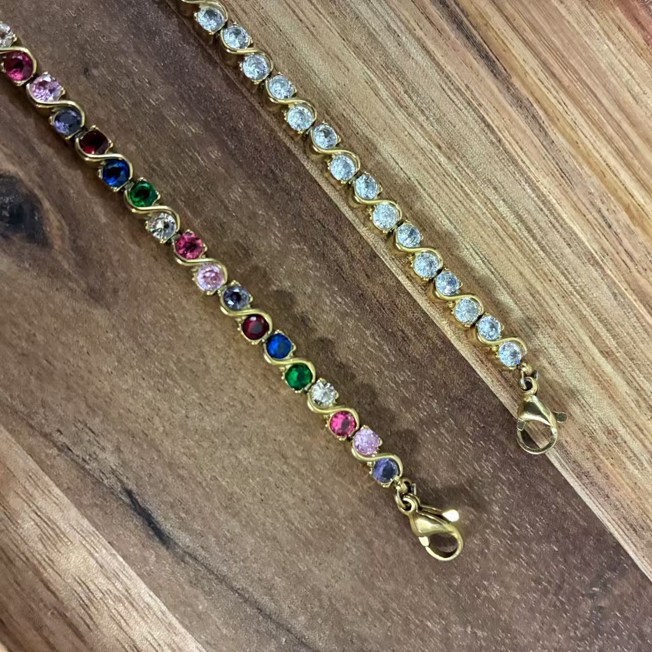 (B028) BRACCIALE TENNIS DONNA IN ACCIAIO INOX