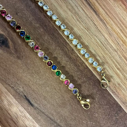 (B028) BRACCIALE TENNIS DONNA IN ACCIAIO INOX