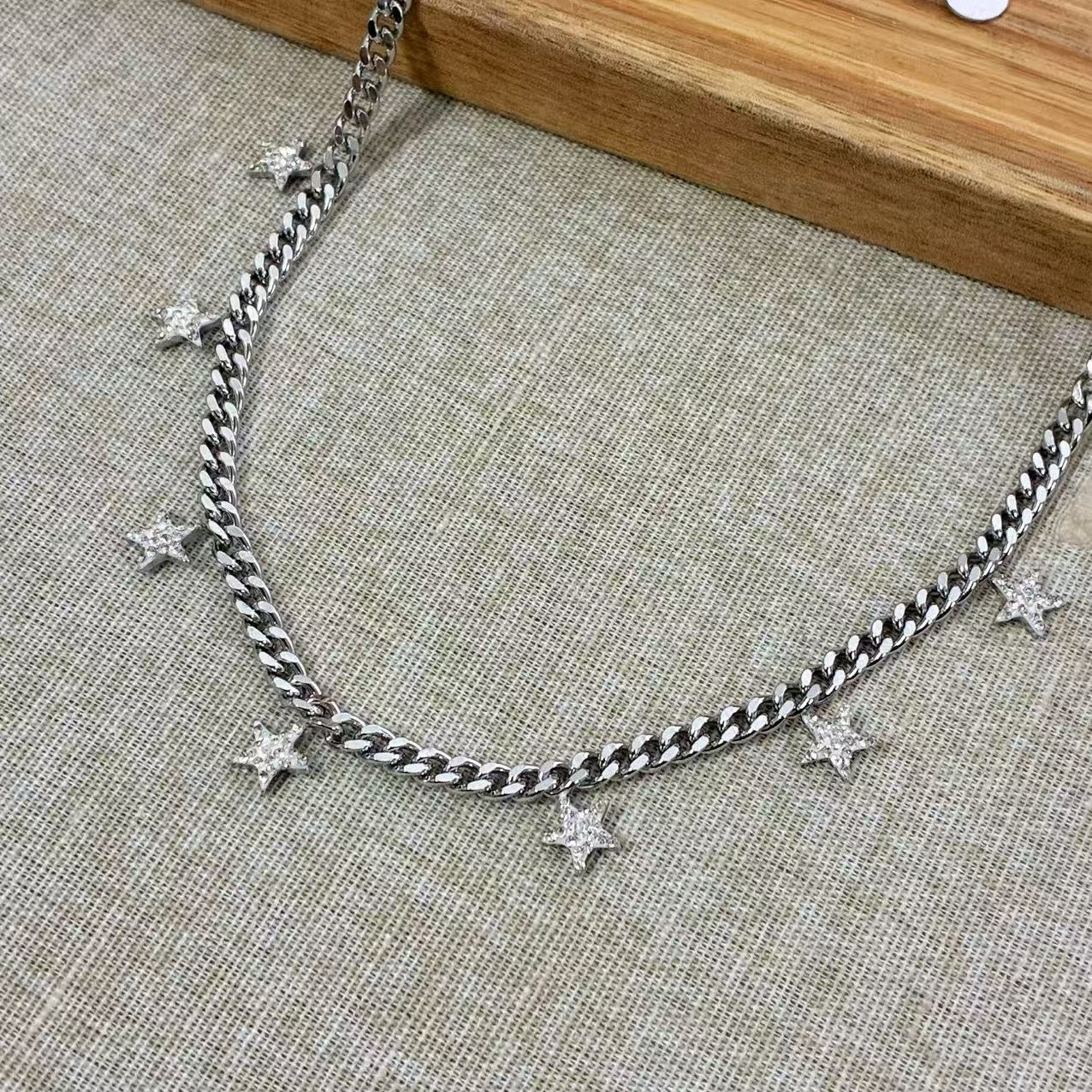 COLLANA CATENA CON STELLE IN ACCIAIO INOX