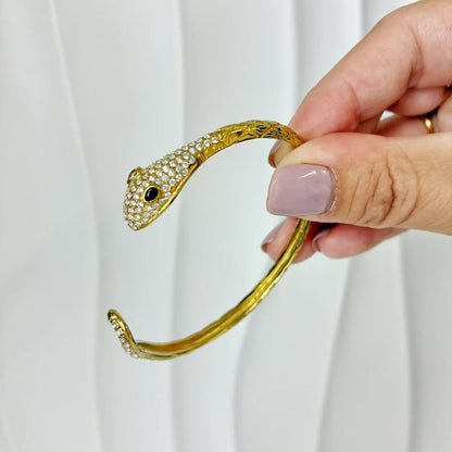 (B155)Bracciale semirigido Donna serpente pave’ in acciaio inox