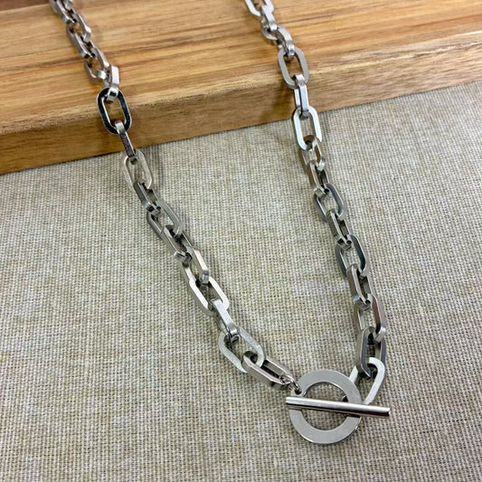 COLLANA DONNA CON CATENA GROSSA IN ACCIAIO INOX