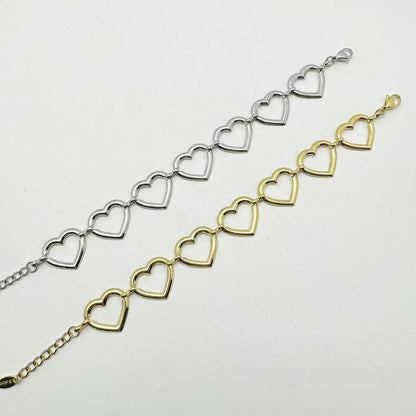(B157)Bracciale cuoricini in acciaio inox