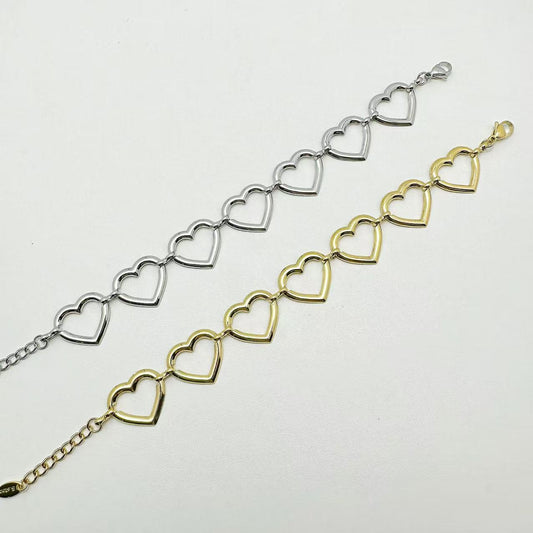 (B157)Bracciale cuoricini in acciaio inox
