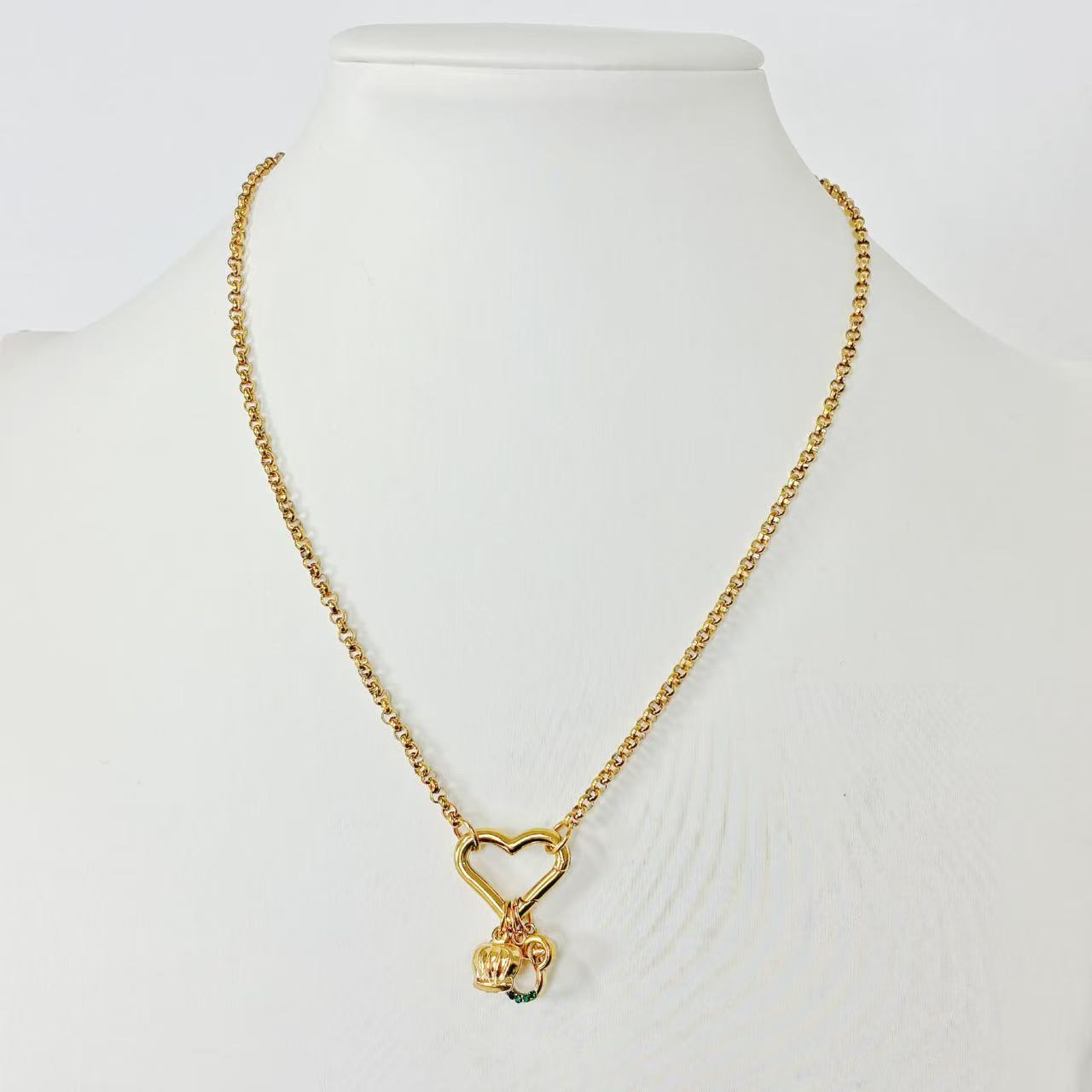 Collana “Royal Mouse Charm” – Cuore, Corona &amp; Stellina