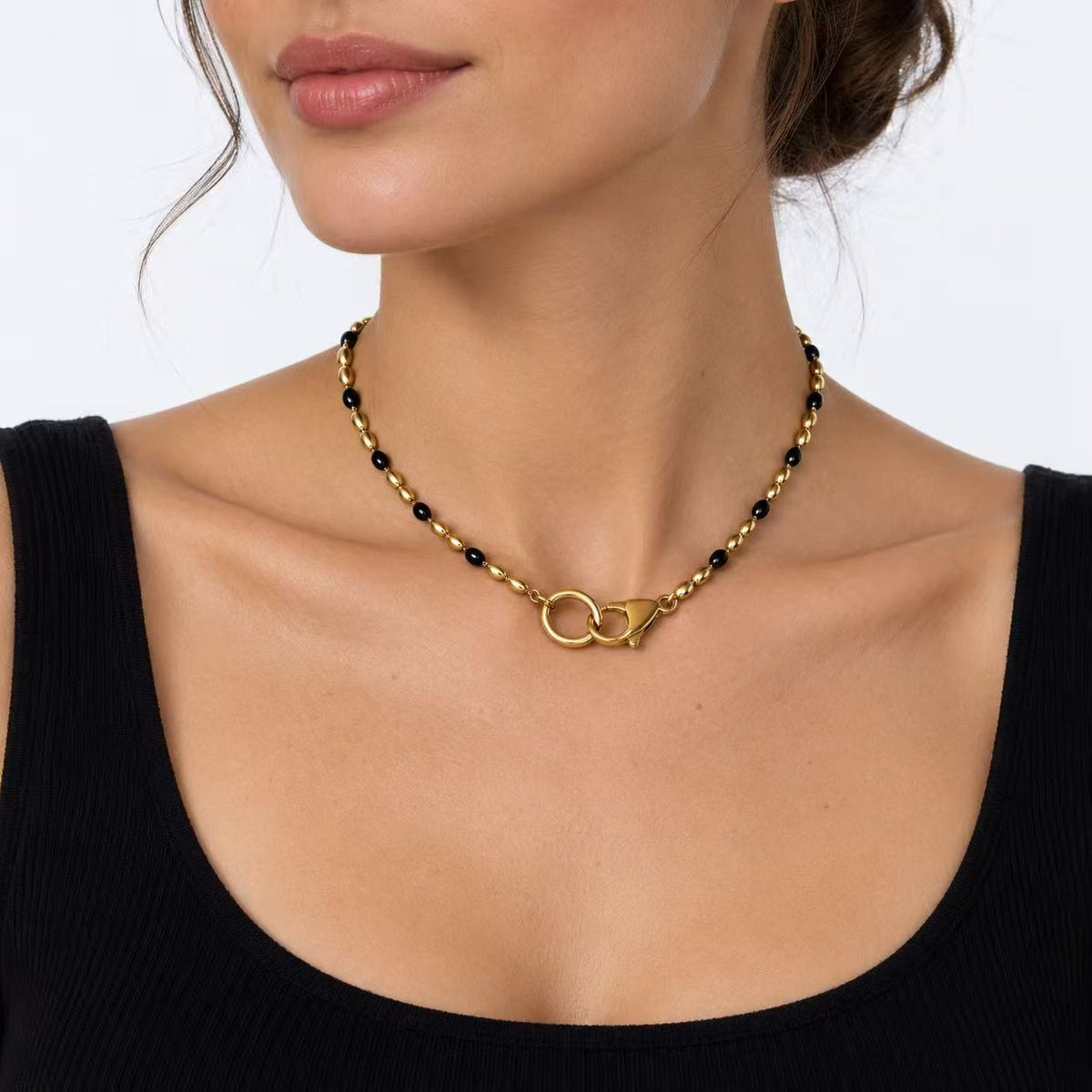 Collana con il moschettone acciaio 42cm