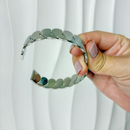 (B137)Bracciale rigido donna gocce con molla in acciaio inox