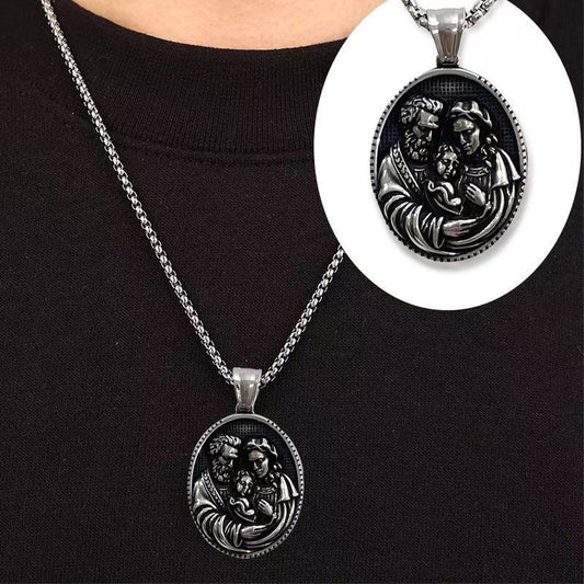 (C334)Collana Uomo Sacra Famiglia
