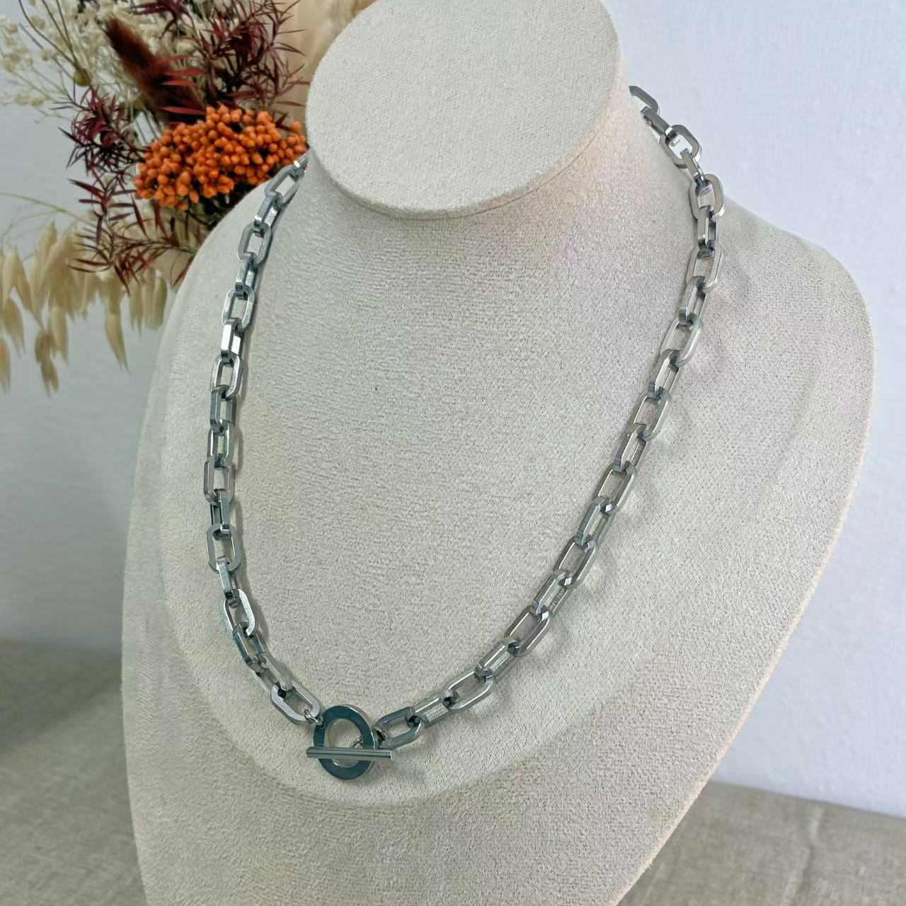 COLLANA DONNA CON CATENA GROSSA IN ACCIAIO INOX