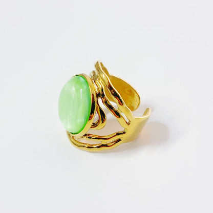 Anello Cabochon Intrecciato – Linee Scultoree