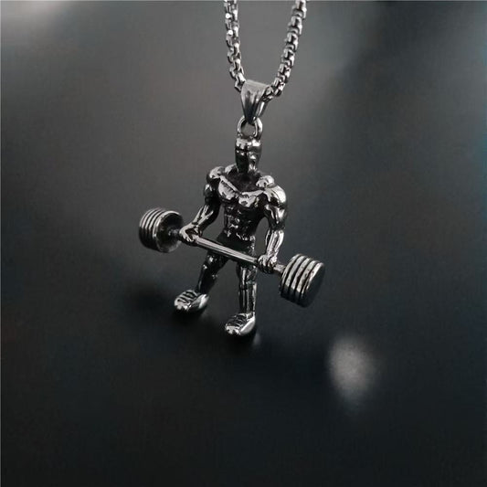 (C339)Collana Uomo Fitness con Pendente Palestra