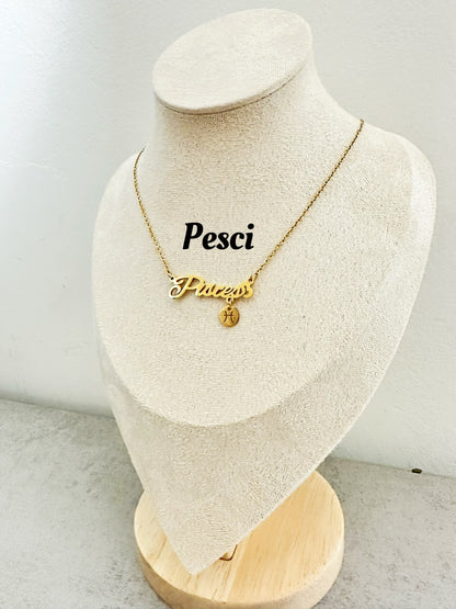 Collane zodiacali in acciaio inox (CZ1)lunghezza 45cm