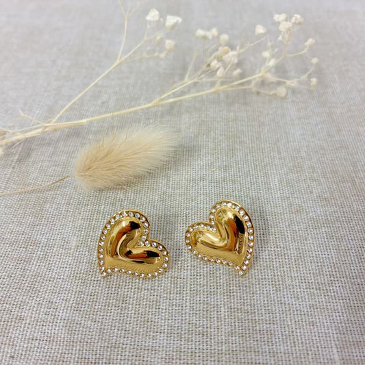 (O202)Orecchini Donna Moda Cuore Brillante