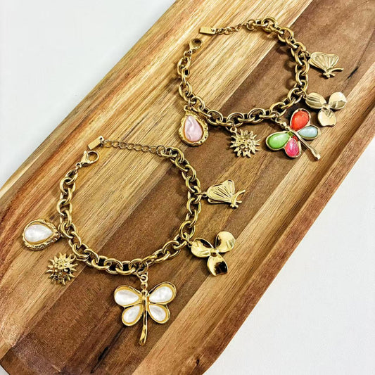 (B039) BRACCIALE DONNA CON LIBELLULA IN ACCIAIO INOX