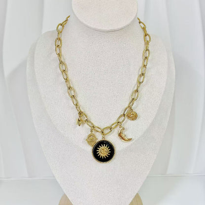 (C232)Collana pendenti portafortuna in acciaio inox