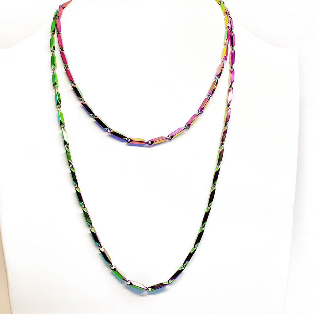 Collana geometrica cangiante | in acciaio inox