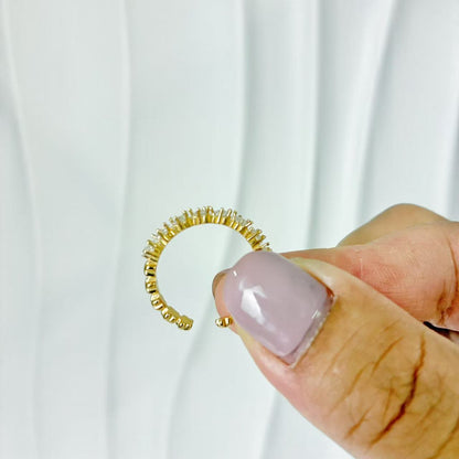 (A135)Anello stelle zirconi regolabile in acciaio inox