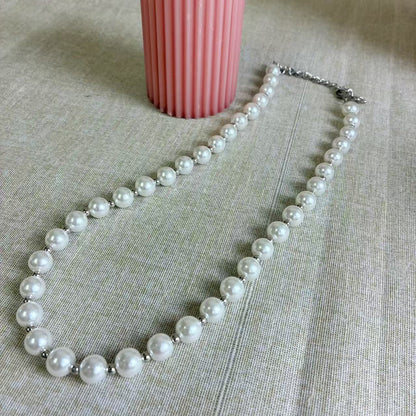 (C358)Collana perline silver 60 cm