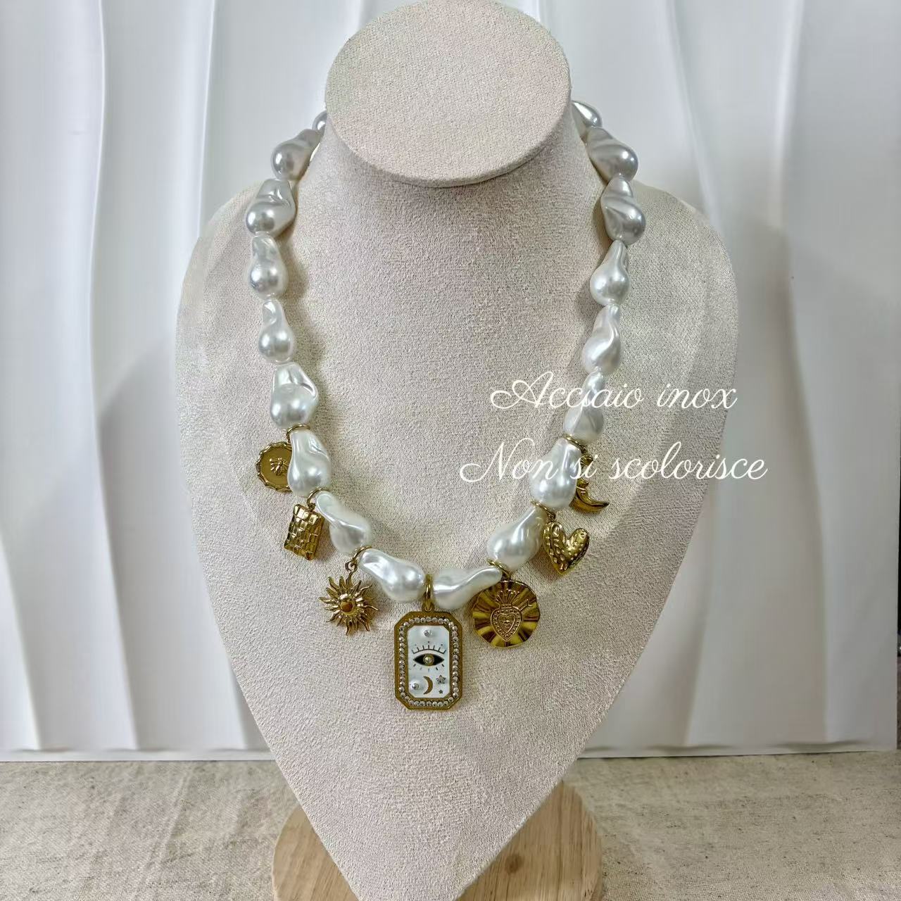 (C043) COLLANA CON PENDENTI IN ACCIAIO INOX