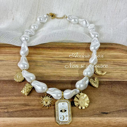 (C043) COLLANA CON PENDENTI IN ACCIAIO INOX