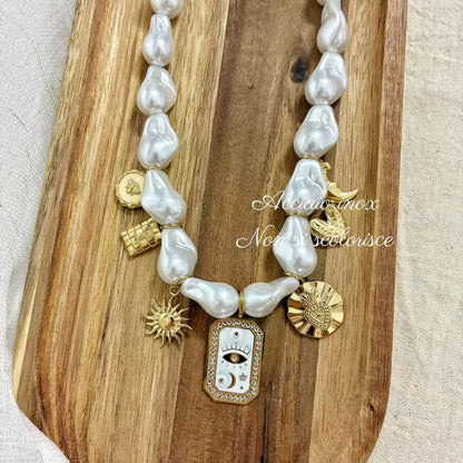 (C043) COLLANA CON PENDENTI IN ACCIAIO INOX